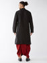 Vastramay Men's Black And Maroon Silk Blend Kurta And Dhoti Set